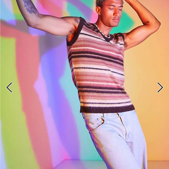 Men’s Striped Knit Tank Sweater Vest - Picture 4 of 5